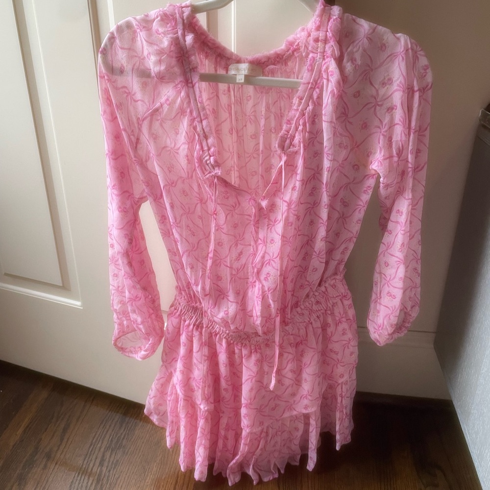 LoveShackFancy long sleeve pink dress